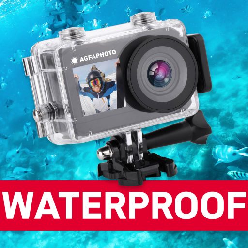 AgfaPhoto Realimove AC7000BK akciókamera, 2,7K, 120°, wifi, 30m-ig vízálló tok, dupla kijelző