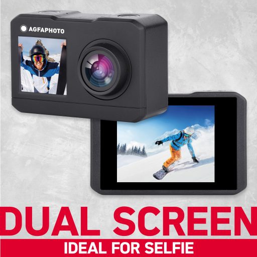 AgfaPhoto Realimove AC7000BK akciókamera, 2,7K, 120°, wifi, 30m-ig vízálló tok, dupla kijelző