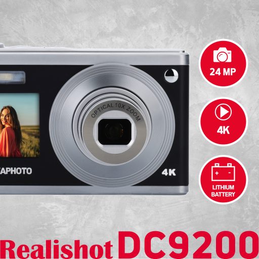 AgfaPhoto Realishot DC9200 digitális fényképezőgép, dupla kijelző, fekete