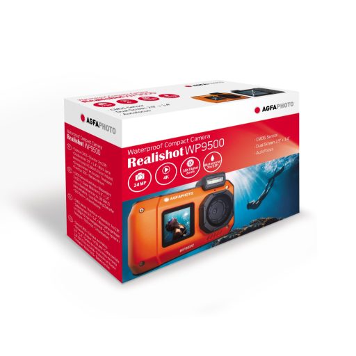 AgfaPhoto Realishot WP9500 vízálló digitális fényképezőgép, dupla kijelző, narancs