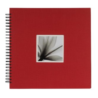   Dörr fotóalbum, spirálos, ablakos, beragasztós, UniTex, 34x34cm, 20lap/40oldal, piros