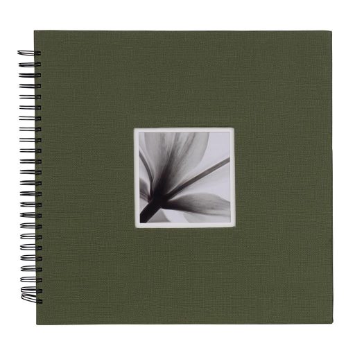 Dörr fotóalbum, spirálos, ablakos, beragasztós, UniTex, 34x34cm, 20lap/40oldal, zöld