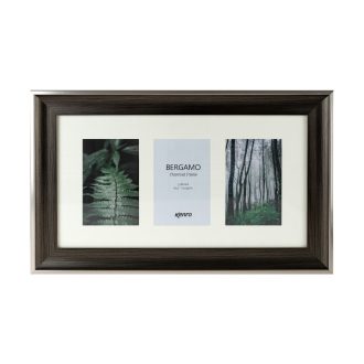   Kenro Bergamo Charcoal multi képkeret, 3db 10x15, faerezet hatás, ezüstszínű matt szegély, szénbarna