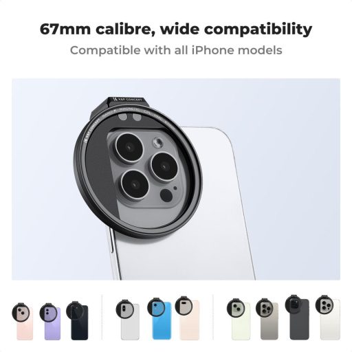 K&F Concept unverzális szűrőtartó mobiltelefonokhoz, CPL szűrő, mágneses szűrő csatlakozás, 67mm