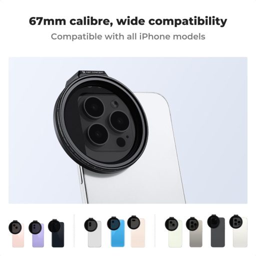 K&F Concept unverzális szűrőtartó mobiltelefonokhoz, ND2-32 szűrő, mágneses szűrő csatlakozás, 67mm