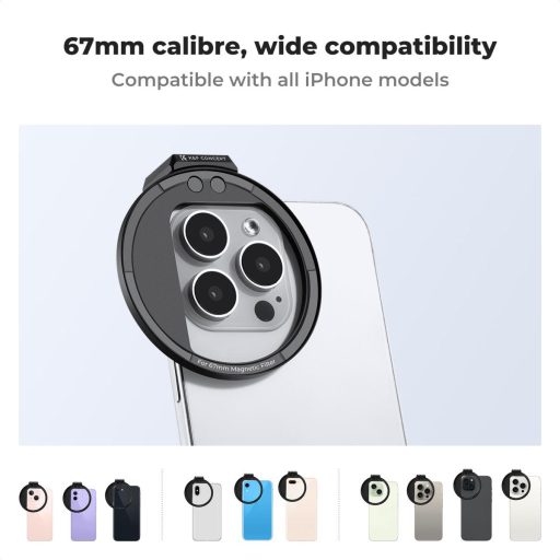 K&F Concept unverzális szűrőtartó mobiltelefonokhoz, mágneses szűrő csatlakozás, 67mm
