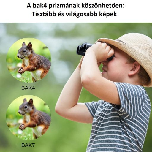 K&F Concept 8x21 HD távcső, BAK4, IP65 vízálló, fekete