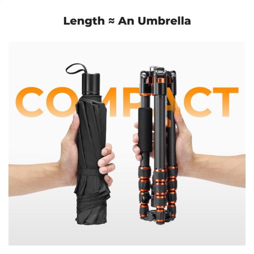 K&F Concept C225C0+BH-25 karbon állvány, 155cm magasság, 8kg teherbírás