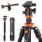 K&F Concept KF-09-087V6 K234A7+BH-28L állvány + monopod, elforgatható középoszloppal, fekete-narancs