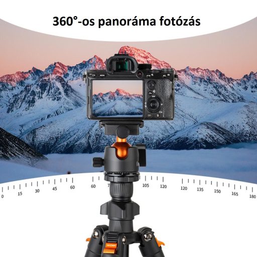 K&F Concept K224A1+BH-28L állvány, fekete-narancssárga, telefontartóval