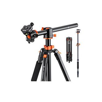   K&F Concept T255A3 + BH-28L állvány + monopod, elforgatható középoszloppal, fekete-narancssárga