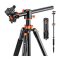 K&F Concept T255A3 + BH-28L állvány + monopod, elforgatható középoszloppal, fekete-narancssárga