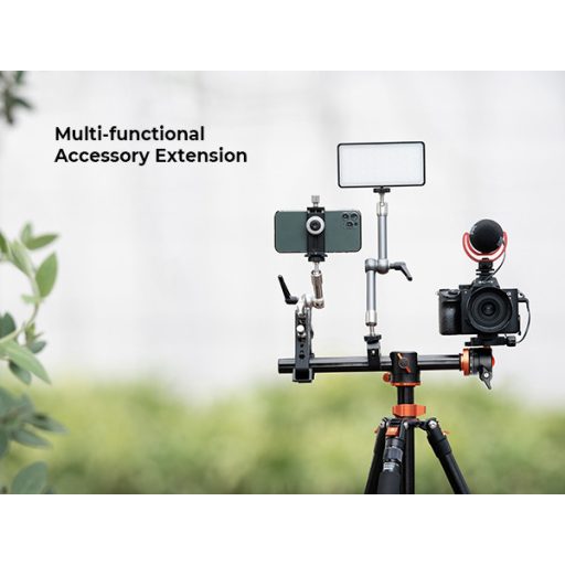 K&F Concept T255A3 + BH-28L állvány + monopod, elforgatható középoszloppal, fekete-narancssárga