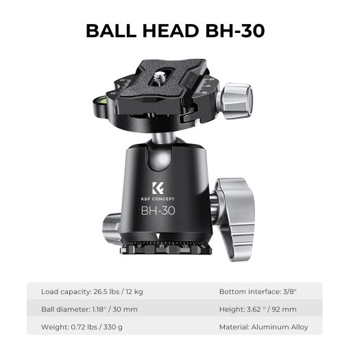 K&F Concept X254C4+BH-30 karbon állvány + monopod, 172cm magasság, 12kg teherbírás