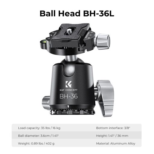 K&F Concept X284C4+BH-36 karbon állvány + monopod, 172cm magasság, 16kg teherbírás