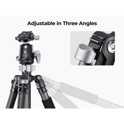 K&F Concept X284C4+BH-36 karbon állvány + monopod, 172cm magasság, 16kg teherbírás