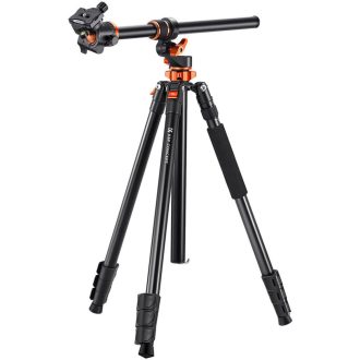   K&F Concept T254A7+BH-28L állvány + monopod, elforgatható középoszloppal, fekete-narancs