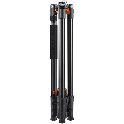 K&F Concept T254A7+BH-28L állvány + monopod, elforgatható középoszloppal, fekete-narancs