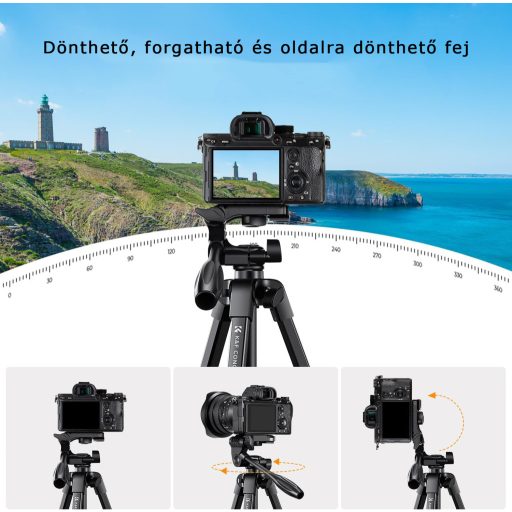 K&F Concept B174A1 állvány, telefontartó adapterrel, bluetooth kioldóval