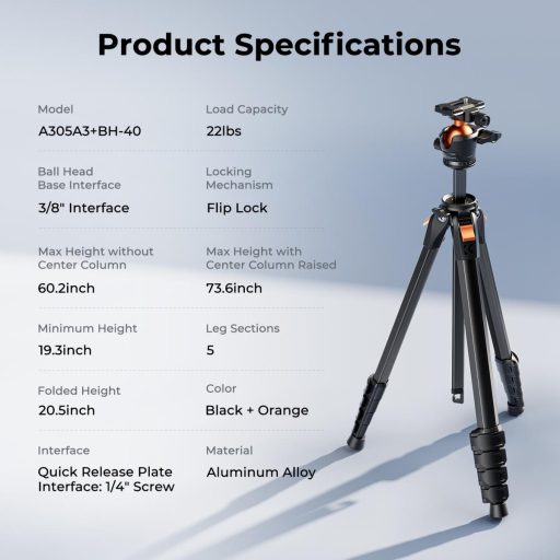 K&F Concept A305A3 + BH-40 állvány, telefon adapter