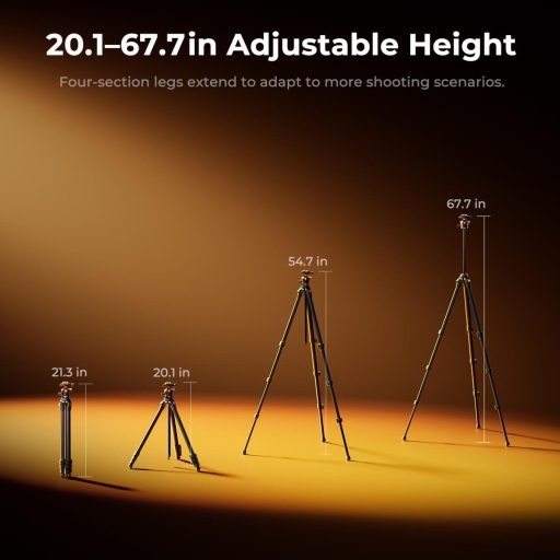 K&F Concept A304A3 állvány BH-40 gömbfej, 172cm magasság, 10kg teherbírás, telefontartóval