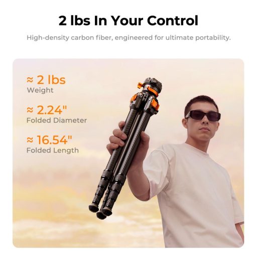 K&F Concept A225C2 karbon állvány BH-28R gömbfej, 153cm magasság, 6kg teherbírás