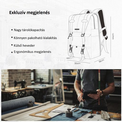 K&F Concept Beta Backpack 20 literes, fotós hátizsák, fekete-szürke színben