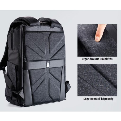K&F Concept Beta Backpack 20 literes, fotós hátizsák, fekete-szürke színben