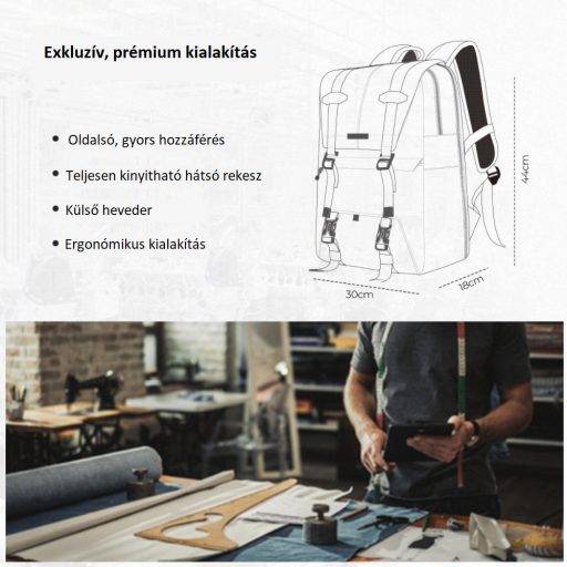 K&F Concept Beta Backpack 20 literes, fotós hátizsák, fekete színben, V6