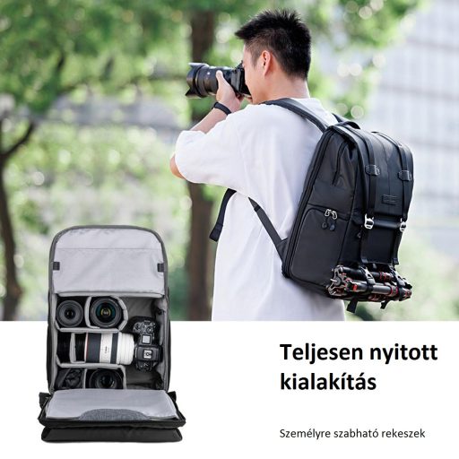 K&F Concept Beta Backpack 20 literes, fotós hátizsák, fekete színben, V6