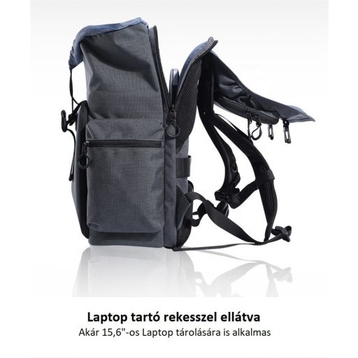 K&F Concept 13.098V1 professzionális kamera hátizsák, laptop zsebbel, szürke (15.6")