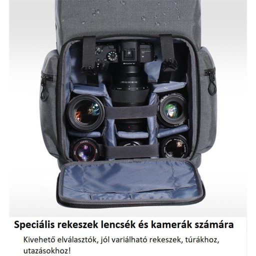 K&F Concept 13.098V1 professzionális kamera hátizsák, laptop zsebbel, szürke (15.6")