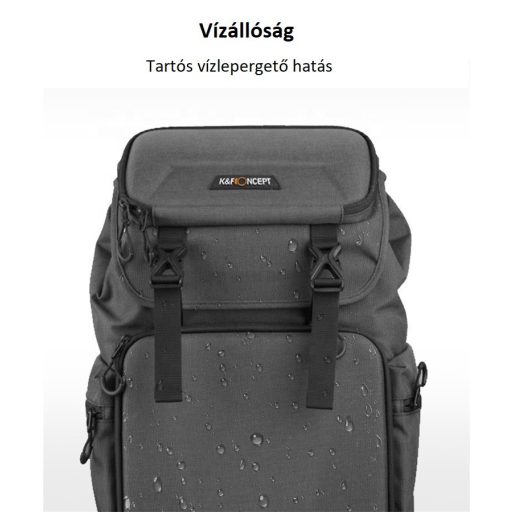 K&F Concept 13.098V1 professzionális kamera hátizsák, laptop zsebbel, szürke (15.6")