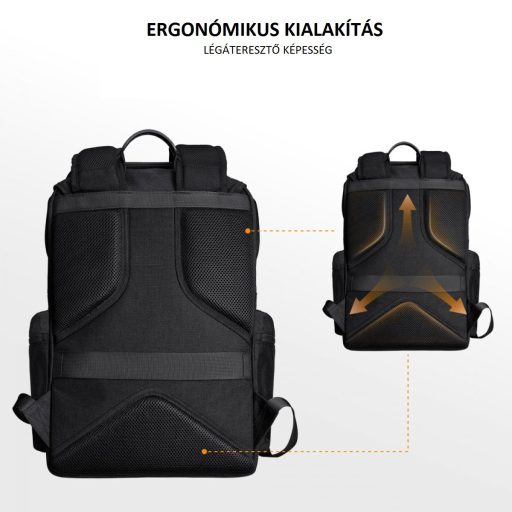 K&F Concept 13.098V2 professzionális kamera hátizsák, laptop zsebbel, fekete (15.6")