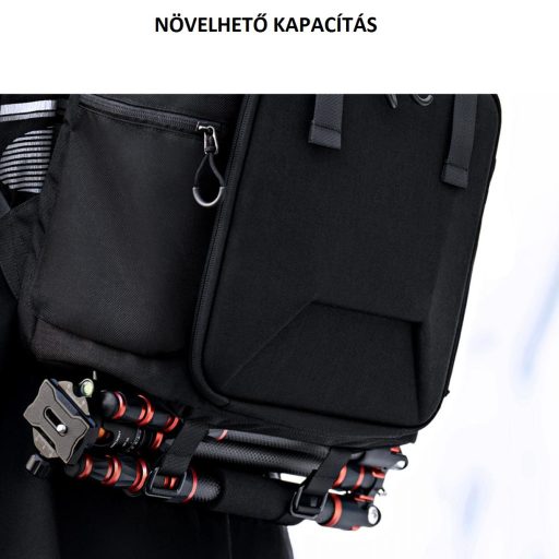K&F Concept 13.098V2 professzionális kamera hátizsák, laptop zsebbel, fekete (15.6")