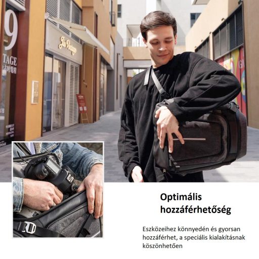K&F Concept Alpha Backpack 25 literes, fotós hátizsák, vízálló, szürke