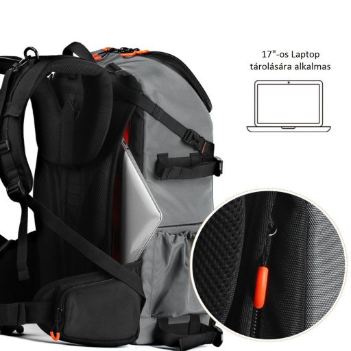 K&F Concept Beta Backpack 32 literes, fotós hátizsák, vízálló, fekete-narancs színben