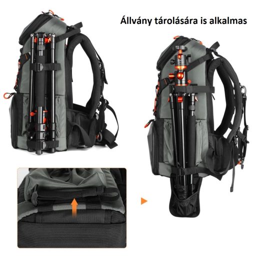 K&F Concept Beta Backpack 32 literes, fotós hátizsák, vízálló, fekete-narancs színben