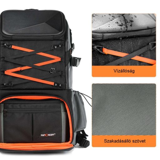 K&F Concept Beta Backpack 32 literes, fotós hátizsák, vízálló, fekete-narancs színben