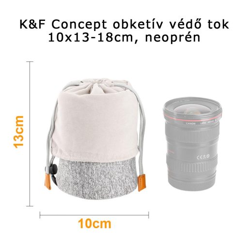 K&F Concept obketív védő tok 10x13-18cm, neoprén, szürke narancs