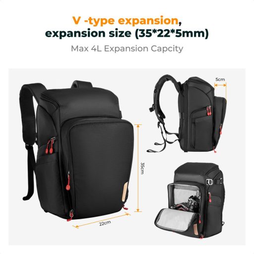 K&F Concept Alpha Air fotós hátizsák 25L, fekete piros