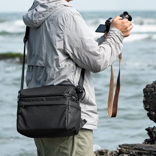 K&F Concept Collapsible Backpack 22L, fotós hátizsák, oldaltáskáva csukható, fekete