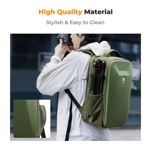 K&F Concept hardshell professzionális kamera hátizsák, 22L, 15.6 laptop zseb, zöld