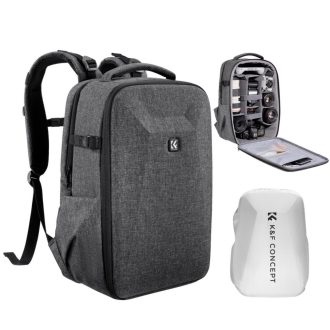  K&F Concept hardshell professzionális kamera hátizsák, 22L, 15.6 laptop zseb, szürke