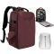 K&F Concept hardshell professzionális kamera hátizsák, 22L, 15.6 laptop zseb, bordó