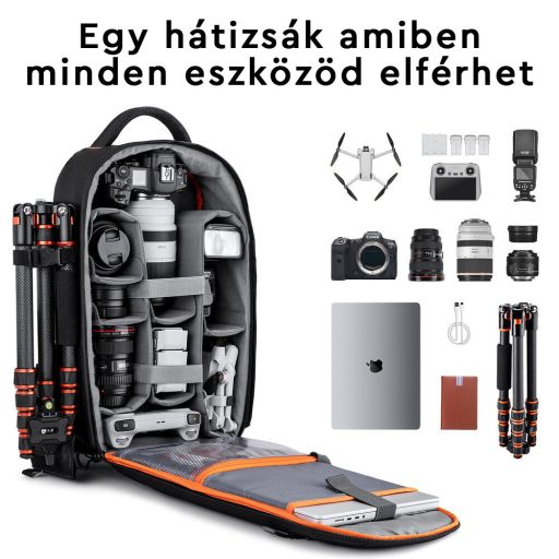 K&F Concept Beta hátizsák 18L V3, fekete narancs