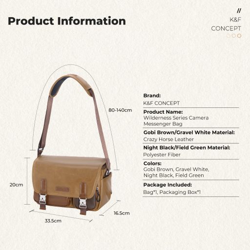 K&F Concept Sling Bag 10L Urban Wander 11, Gobi brown, bőrhatású felület, sötét barna