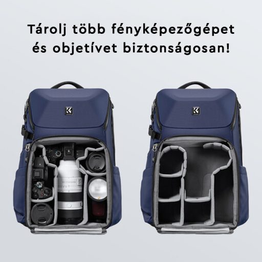 K&F Concept Alpha Backpack 20L, fotós hátizsák, vízálló, kék