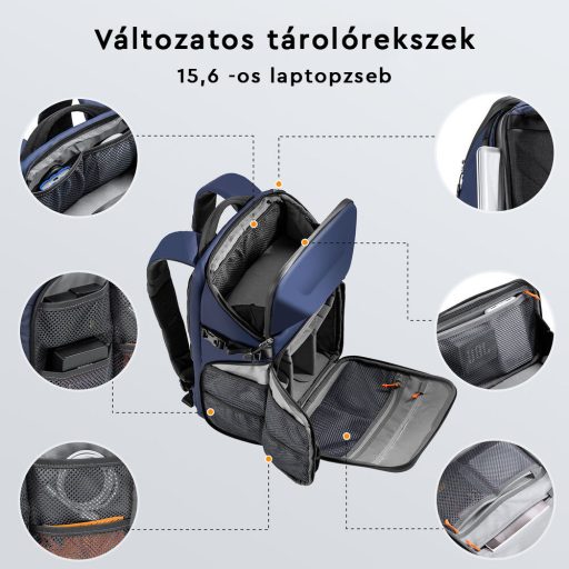 K&F Concept Alpha Backpack 20L, fotós hátizsák, vízálló, kék