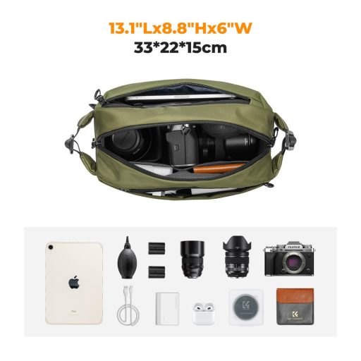 K&F Concept Alpha Sling 10L, fotós oldaltáska, zöld